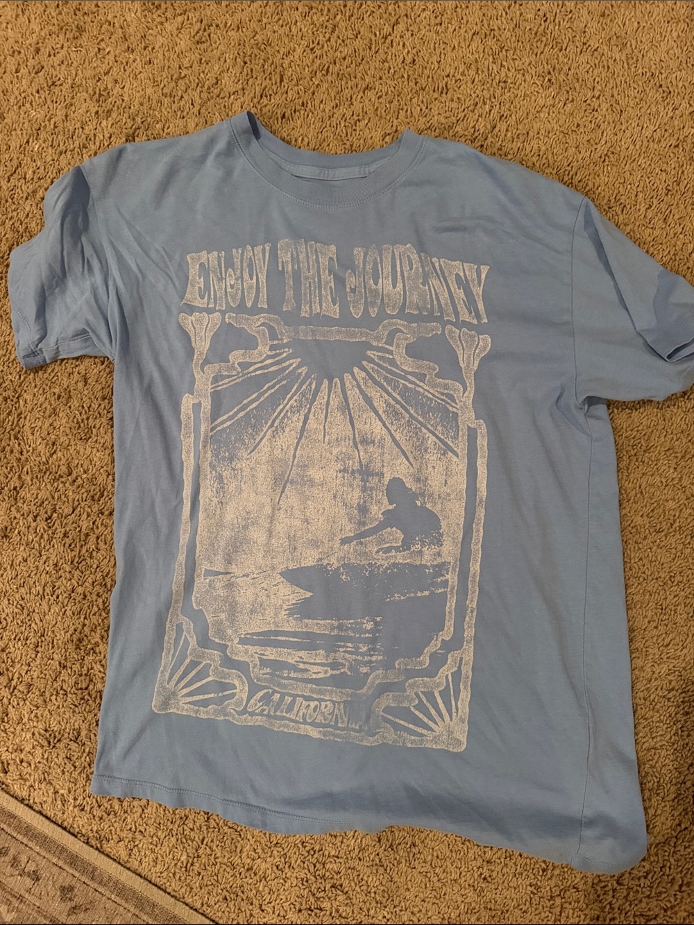 Hollister Light Blue 'Enjoy The Journey' Graphic Tee - White Print